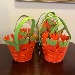 Orange and Green  Carrot Felt Baskets set of 6